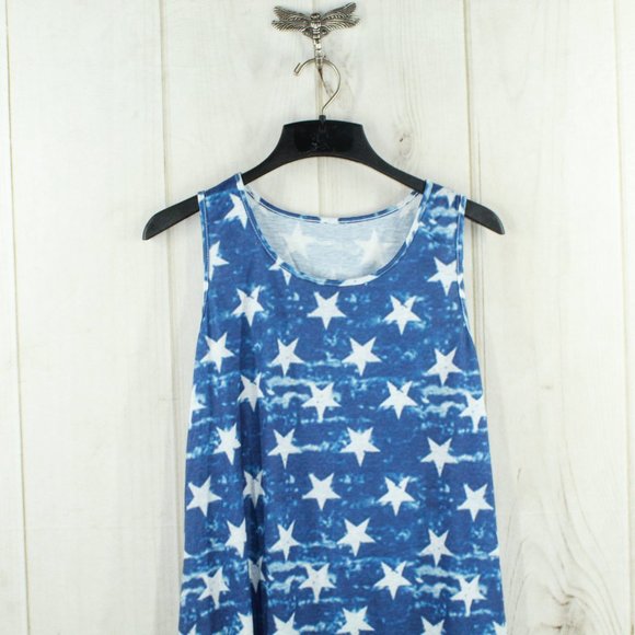 American Flag Lightweight Sleeveless Long Casual Everyday Dress Size L/XL - Picture 2 of 7